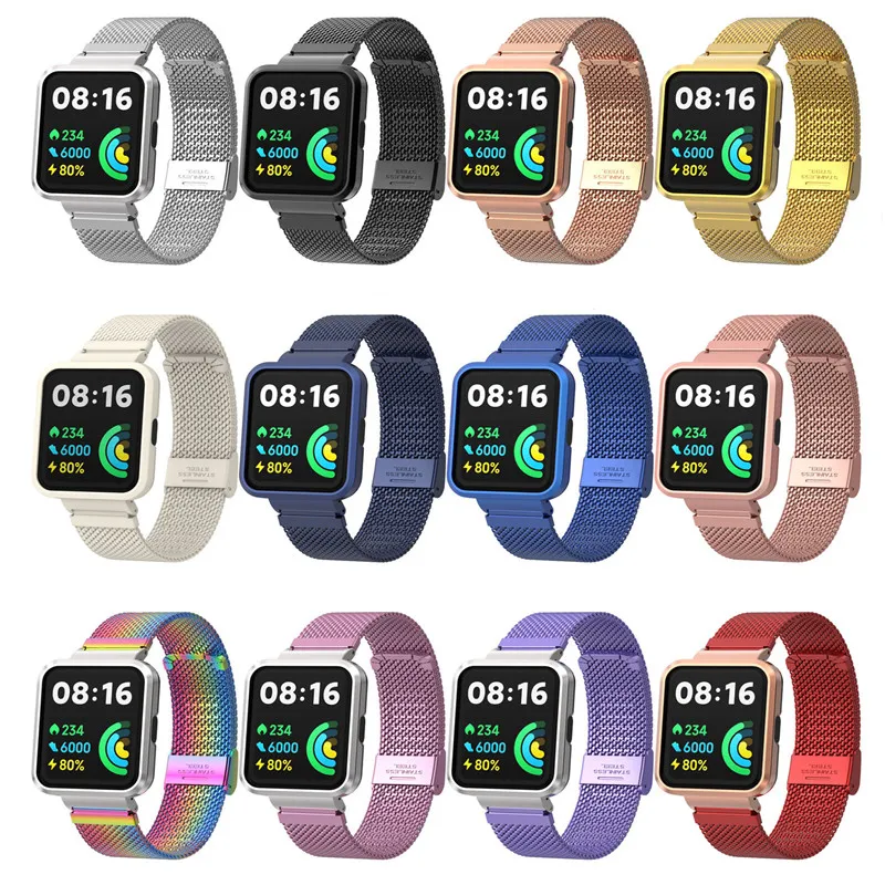 Correas de reloj compatibles con Xiaomi Mi Redmi Watch 2 Lite ajustables de  acero inoxidable sólido correas de repuesto para Xiaomi Mi Redmi Watch 2