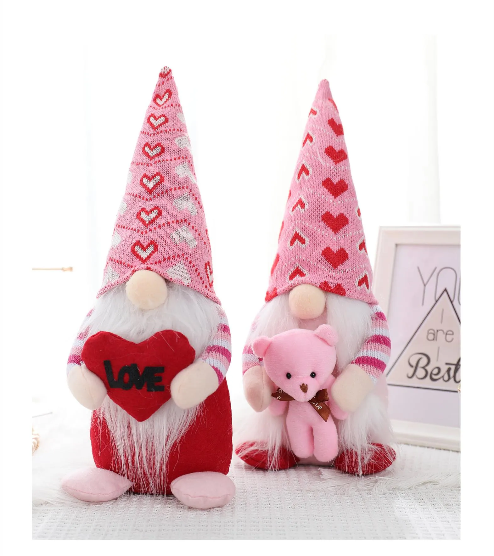 New Valentines Day Gnome Bear Love Faceless Gnomes Gifts Doll Window Props Decoration Toys Ornaments DHL Ship Party Favor