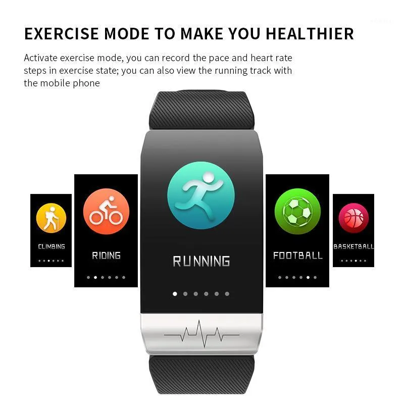 Akıllı Bileklikler Bant Spor T1S Fitness Bilezik İzle Tracker Smartband Kan Basıncı Kalp Hızı Monitörü Su Geçirmez Bileklik1
