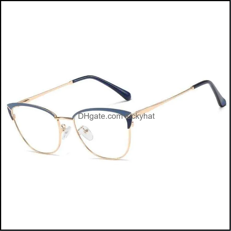 Cat Eye Ladies Glasses Frames Women Men Half Frame Metal Brand Designer Clear Lens Optical EyeGlasses Computer Eyewear Fashion