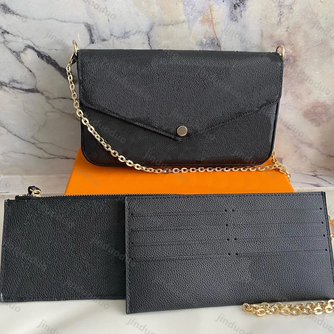 2021 with box 3 piece shoulder bag brand luxury designer hobo women Fashion chain Tote clutchbag Crossbody bags handbag POCHETTE FeLICIE handbags Wallet Purses