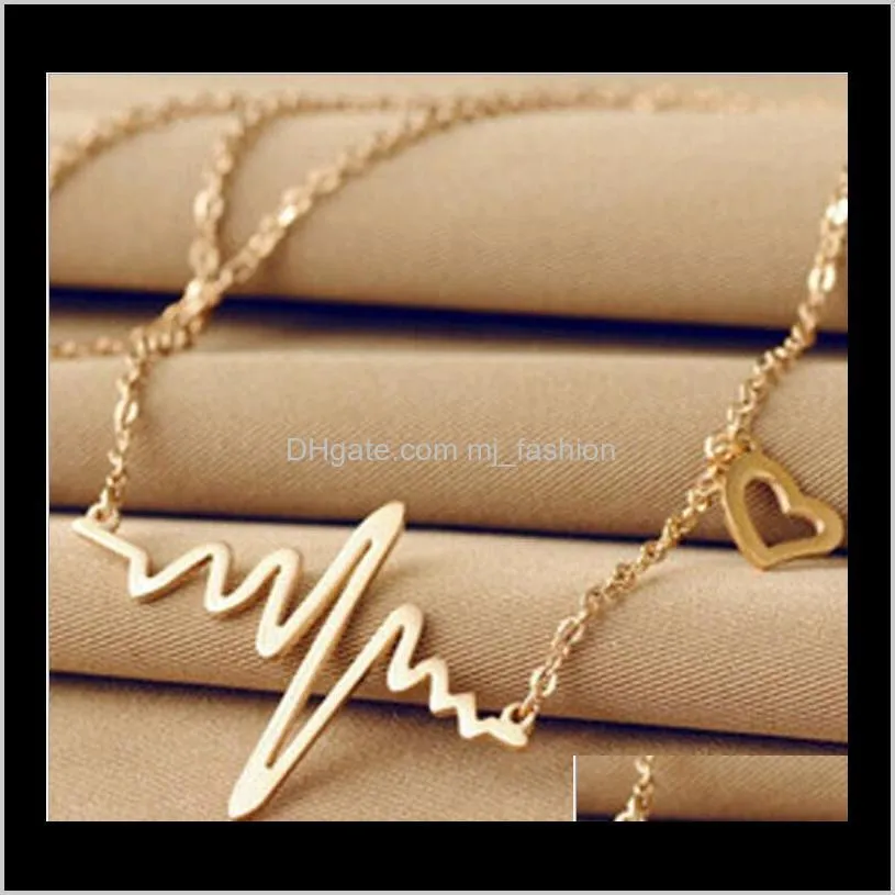 goldsilver pendant necklac jewelry stainless steel unique pendant lifeline pulse gift pendant for women heartbeat ps0533