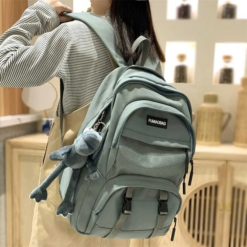 DCIMOR Multiple Pockets Waterproof Nylon Women Backpack Female Large Capacity Mesh Travel Bag College Girl's Schoolbag 211215