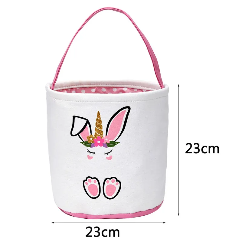 Wholesale Easter Bunny Bucket Festive Canvas Rabbit Basket Easters Egg Tote Bag Candy Gift Storage Bags Celebration Party Supplies