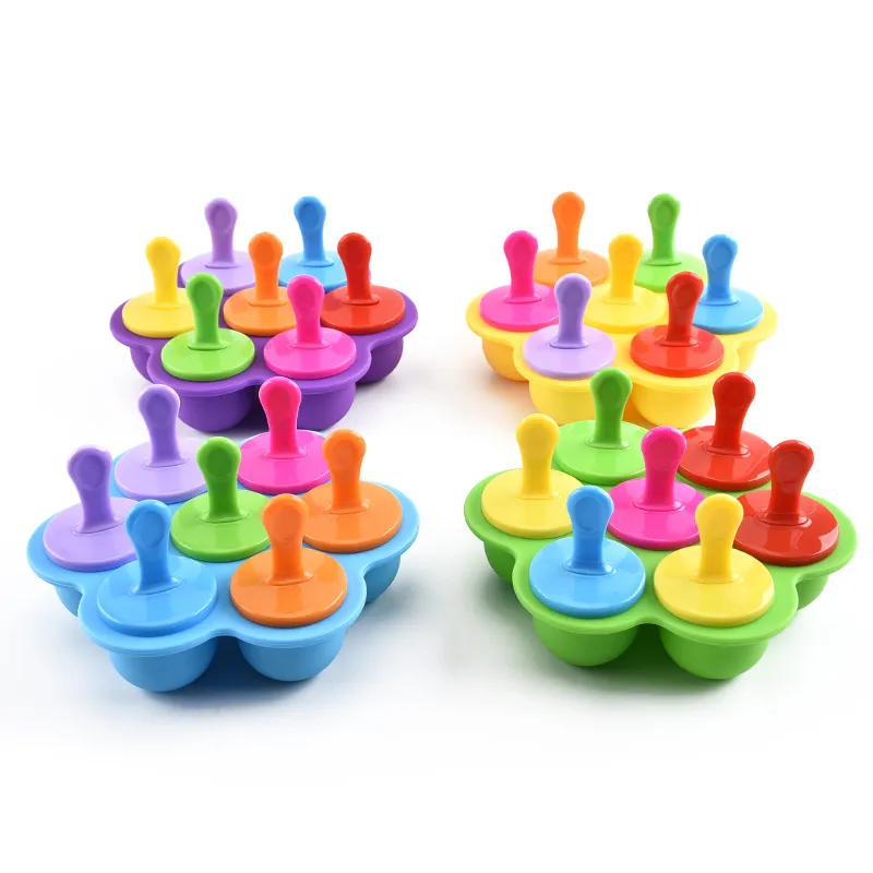 colorful Ice Cream Tools Silicone Creative Children`s Complementary Food Box 7 Hole Tubs Boxes Cheese Mold Kitchen