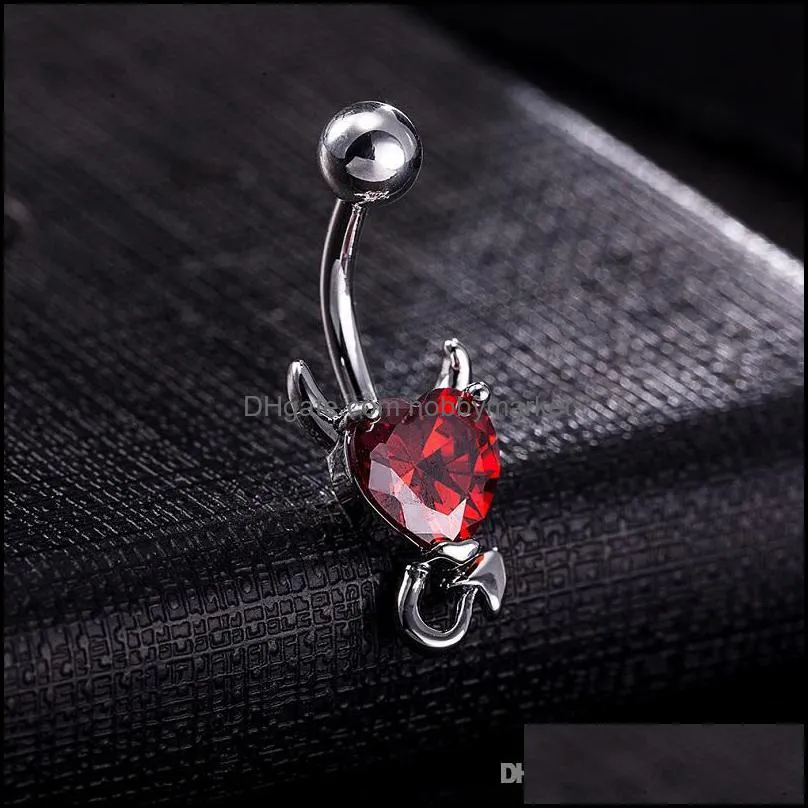 Wholesale Sexy Love Heart Belly Button Rings Belly Piercing Zircon Crystal Body Jewelry Navel Piercing Rings Women Medical stainless