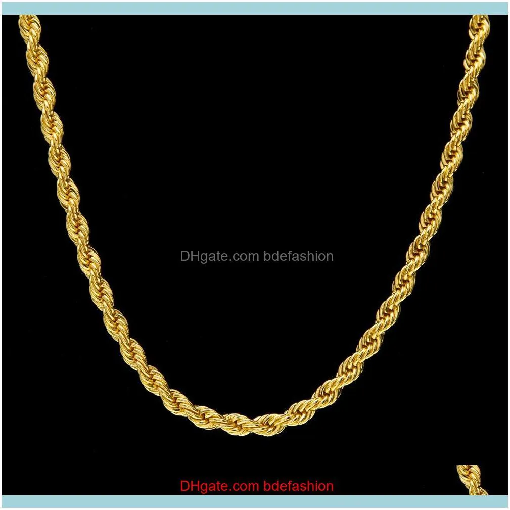 6.5mm Thick 80cm Long Solid Rope Twisted Chain 14K Gold Silver Plated Hip hop Twisted Heavy Necklace 160gram For mens