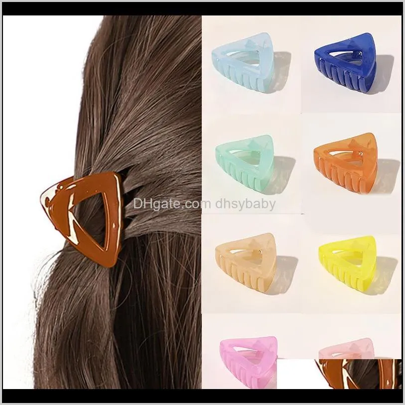 & Barrettes Jewelry Drop Delivery 2021 Women Hollow Out Acrylic Claw Hairpin Triangle Shape Bath Clips Candy Color Sweet Crab Girls Hair Acce