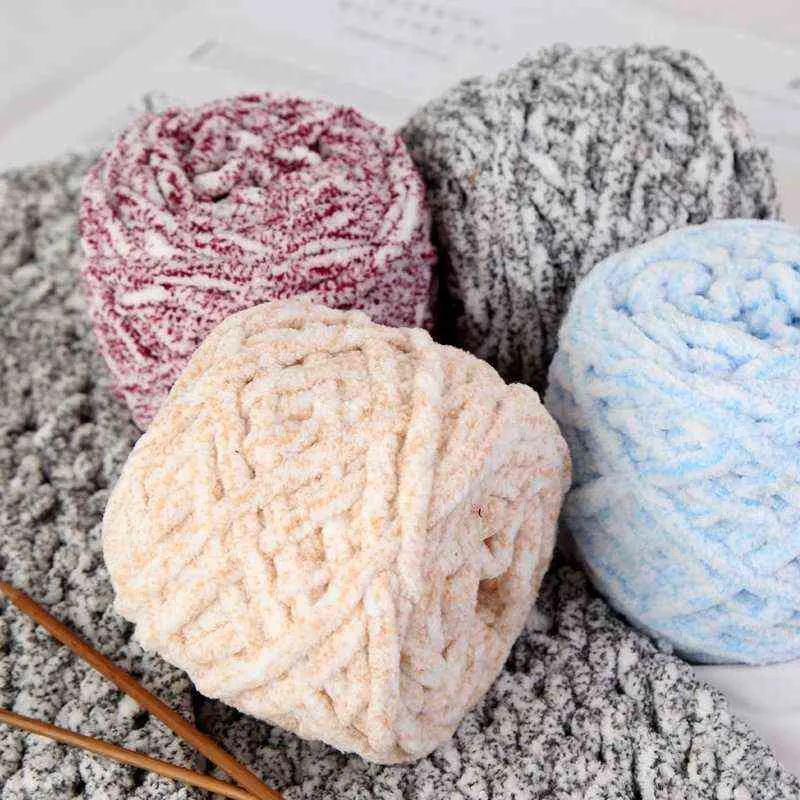 1 pc 100g / bola macia floco de neve cor combina poliéster misturado chenille lã fio chunky para mão tricô diy crochet chapéu scarf y211129