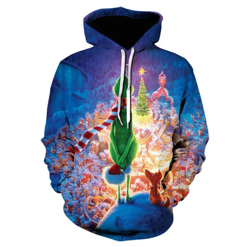 Grinch Hoodie 3D Printed Stand Collar Zipper Sweater for Men and Women main image 1