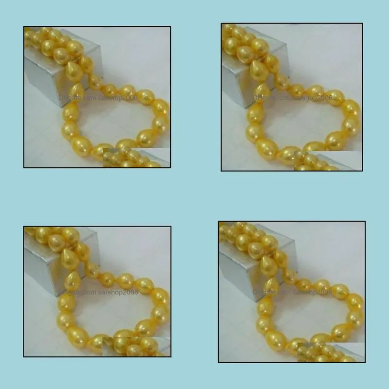 11-13mm Natural South Sea Golden Pearl Necklace 18 Inch 14k Gold Accessories