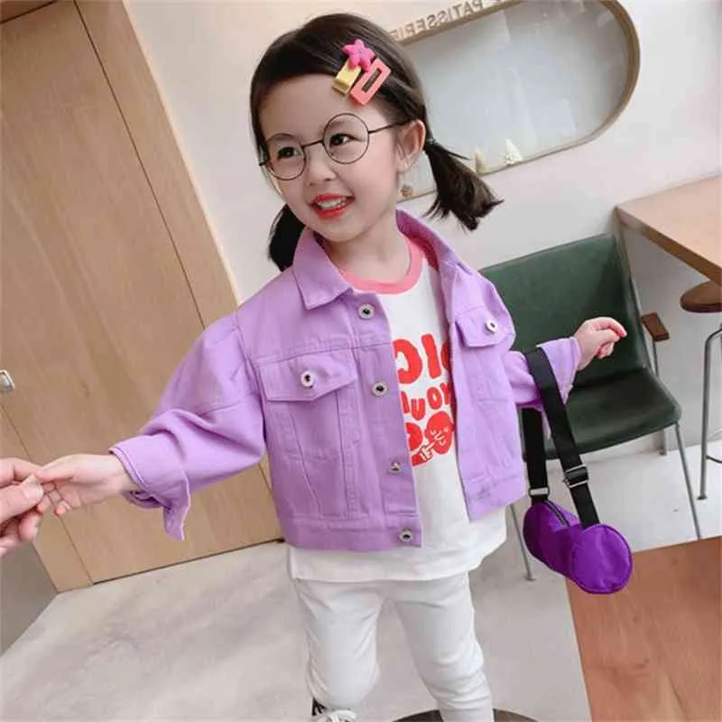 Весна прибытия девушки с длинным рукавом джинсовые пальто детей корейский дизайн джектей девушки пальто 210528