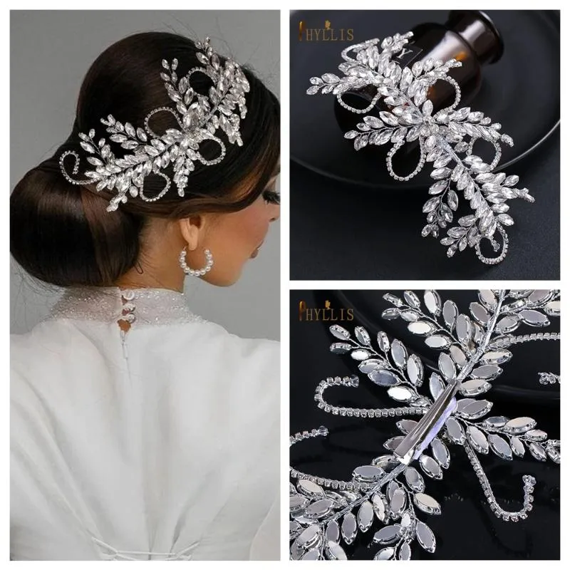 Saç klipsleri Barrettes A410 El yapımı kristal gelin Rinestone Prenses Düğün Baş Bandı Tiaras Kadınlar için Nedime Headdress Girdwear