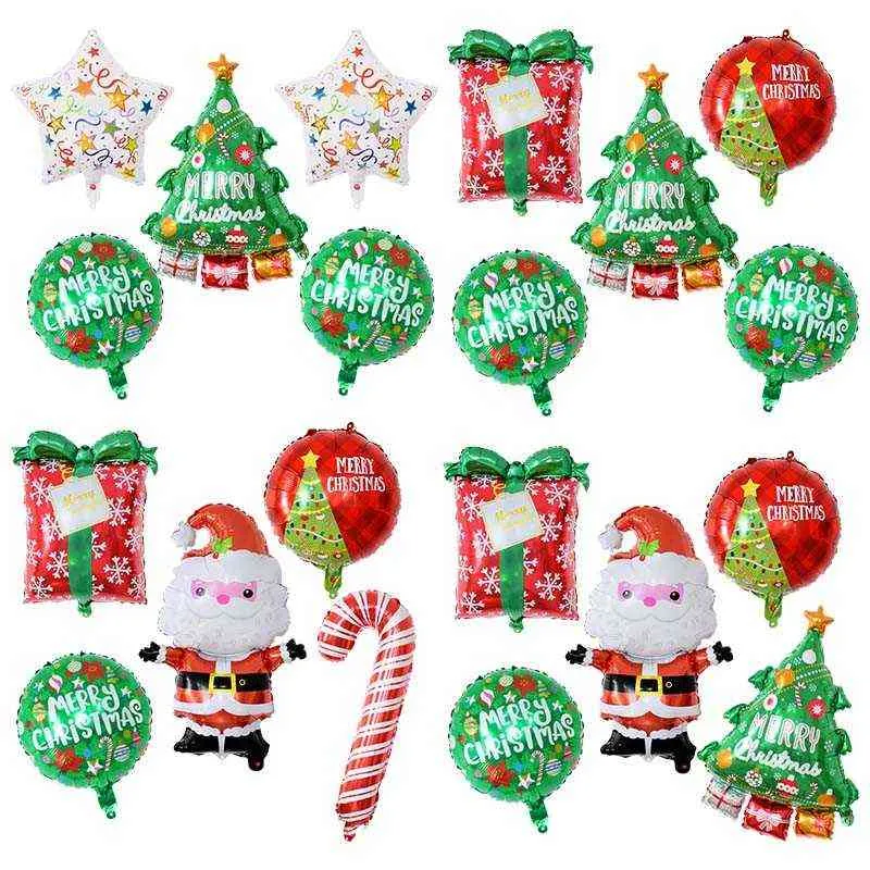 1Set julfolie ballonger Anta Claus Ballon Snowman Globos Nyår 2022 Hem Xmas Även Party Supplies