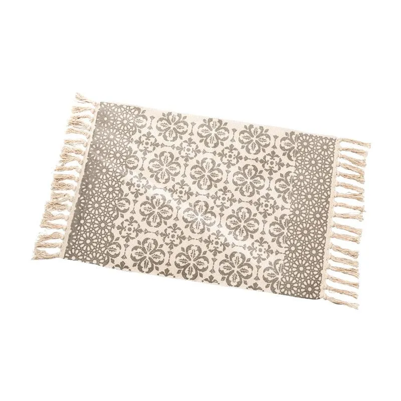 Tapis tapis de chevet tapis de porte tapis coureur géométrique coton et lin sol rétro bohème tapis pour salon