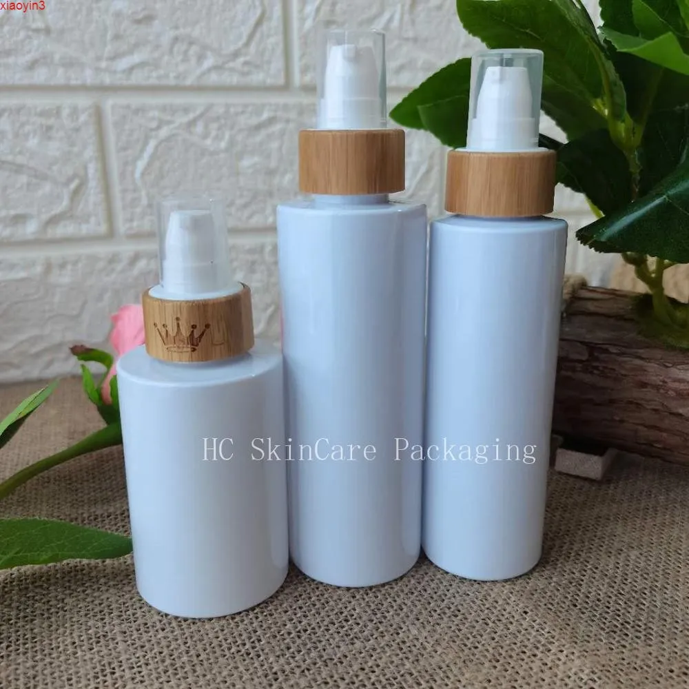 Wholesale 100Pcs Empty Plastic Spray Containers Bottles For Cosmetics Skin Care Packaging Dropper Jar With Bamboo Lidgoods