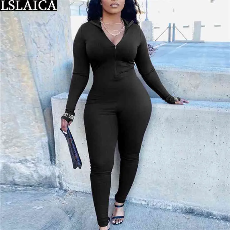 Rompers Womens Jumpsuit Fitness Tracksuit Fashion Sale Casual Women Long Sleeve Zipper Abbigliamento Donna 210515