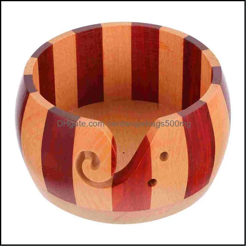 Other Arts And Crafts 1pc Yarn Storage Bowl Wooden Round Crochet Wool Organizer