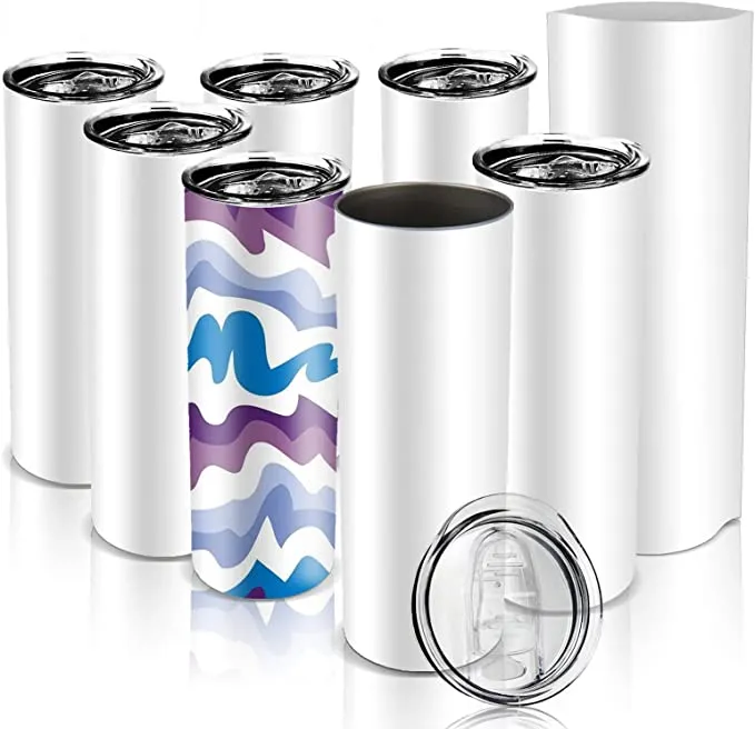 USA Stock 20oz Straight Tumbler Blind -Sublimation Edelstahl Doppelwand Dicke Getränkebecher mit freiem Stroh und Deckel