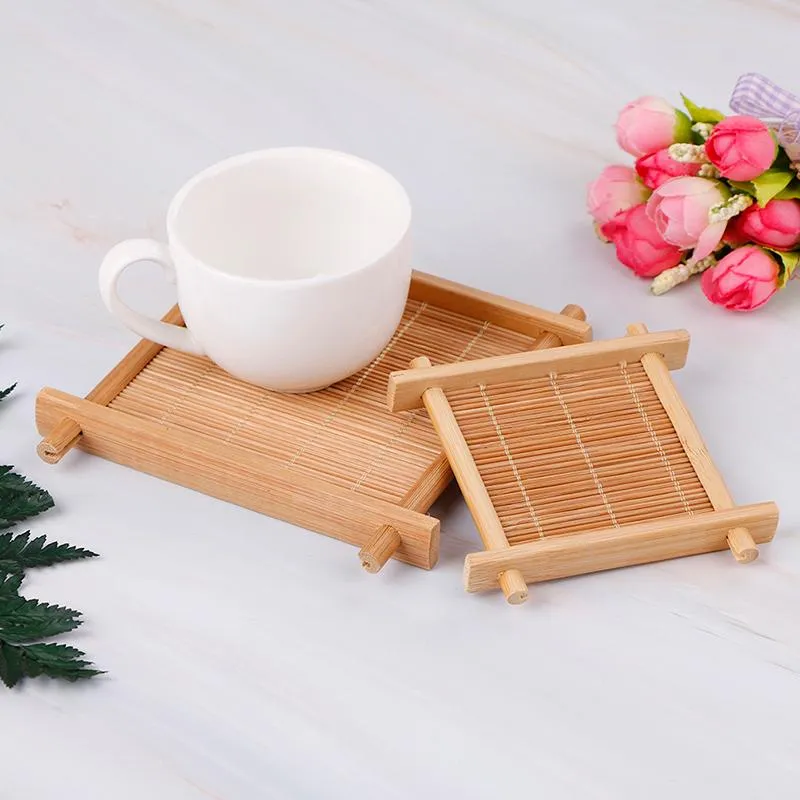 Mats & Pads Tea Accessories Coffee Cups Drinks Tools Bamboo Cup Mat Mug Table Placemats Handmade Kitchen Product