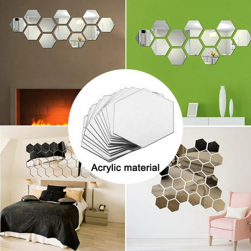 12 Unids3D Pegatina De Espejo Hexagonal Decoración De Pared Acrílica  Accesorios De Decoración Del Hogar Para Arte De Sala De Estar Pegatinas De  Papel Tapiz De 0,95 €