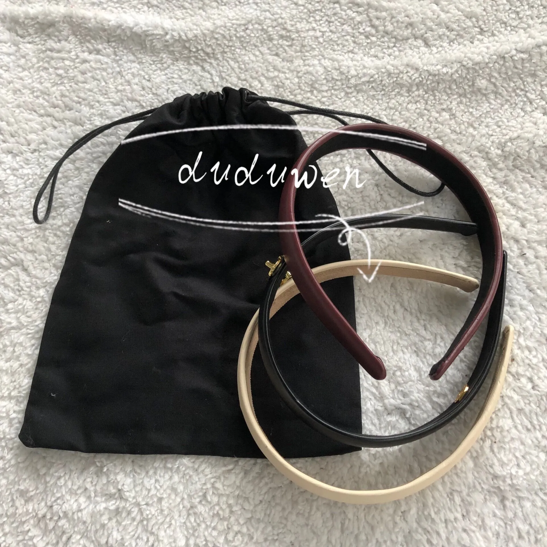 Baluue 5pcs Black Headband Rivet Headbands Hair Toppers Hair