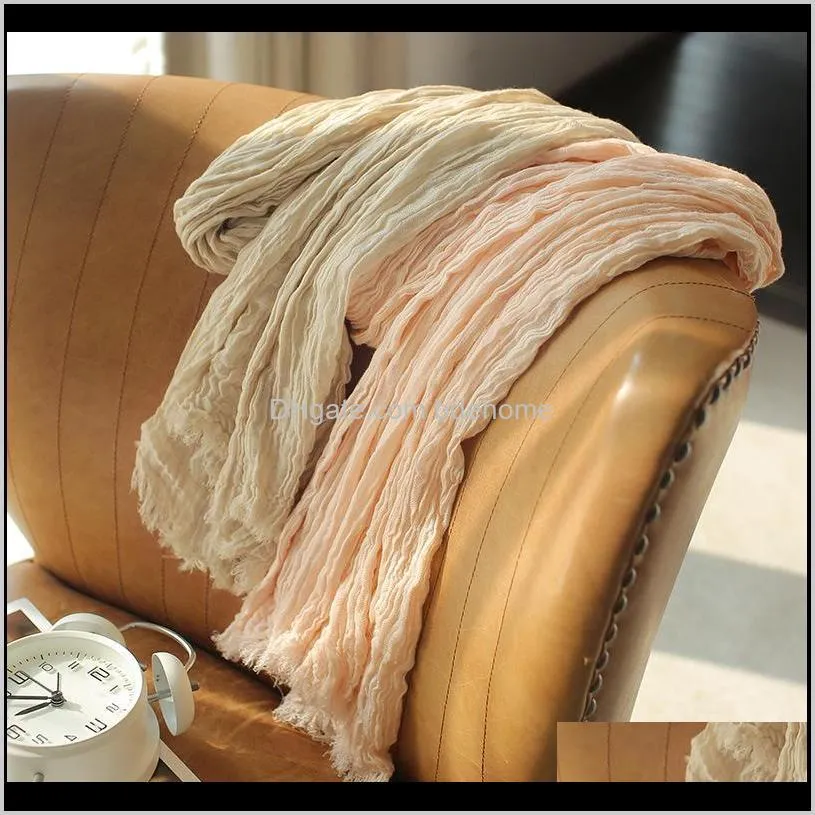 spring summer autumn solid color cotton linen folds scarves for men women travel sunscreen towel air-conditioned room shawl c511