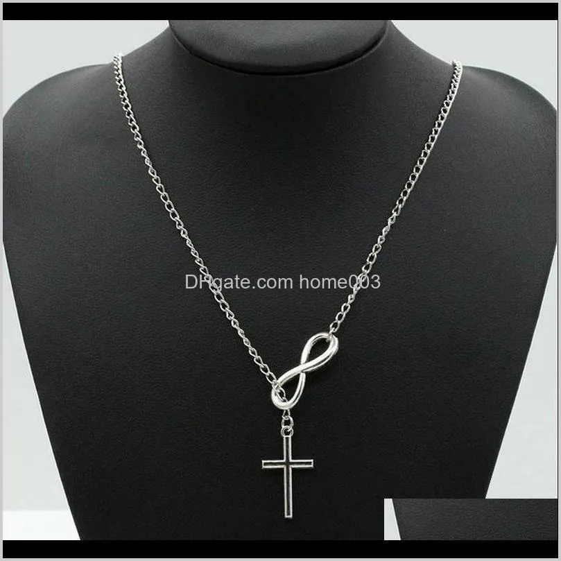 women infinity cross lucky number eight pendant necklaces choker statement bib chain necklace lz924