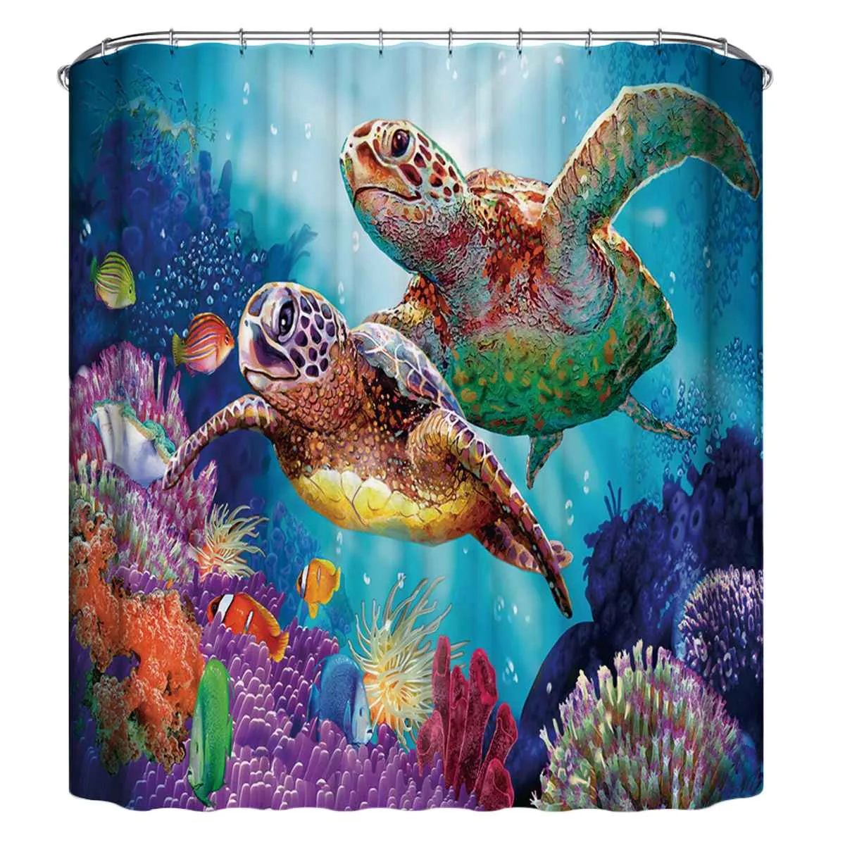 Sea Turtle Bathroom Set With Shower Curtain Toilet Pad Cover Rugs