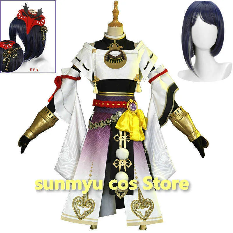 NIEUW Game Genshin Impact Kujou Sara Cosplay kostuum met Mask Headwear Halloween Y0903