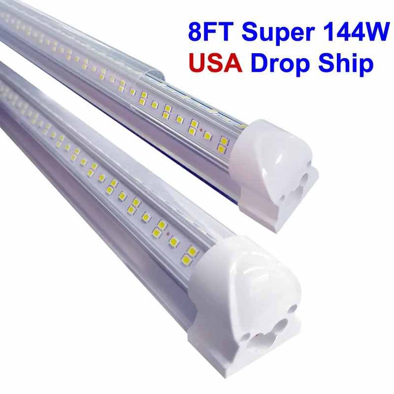 Stock aux États-Unis Tubes LED T8 en forme de V Porte de refroidisseur intégrée USA Amérique Ampoules LED 4 pieds 5 pieds 6 pieds 8 pieds LED lumière fluorescente AC85-265V