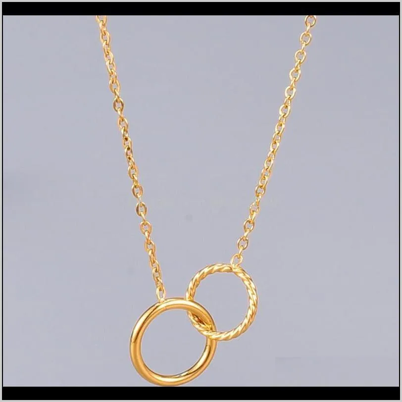 friendship for eternity necklace gold titanium steel interlocking infinity 2 circle gift jewelry friend woman pendant necklaces