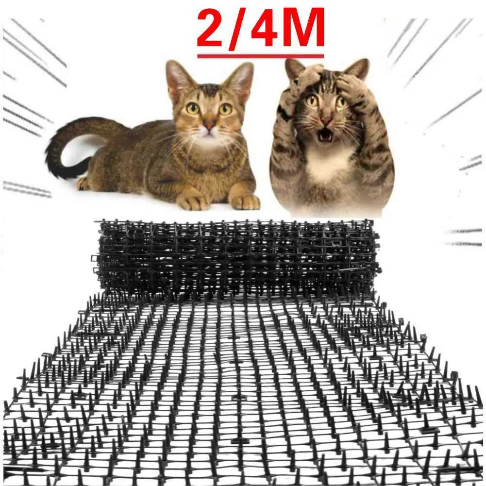 2 / 4M Jardin Pickle Strip Cat Scat Répulsif Tapis Anti Chats Net Spike Dissuasion Garder Chat Chien Loin Creuser Escalade Animaux Supplie 210713