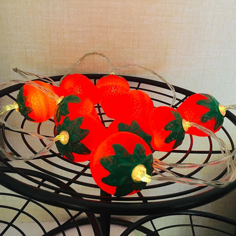 Frukt jordgubbsformad ljussträng kreativ barnrum inomhus och utomhus dekorativa ljus y0712