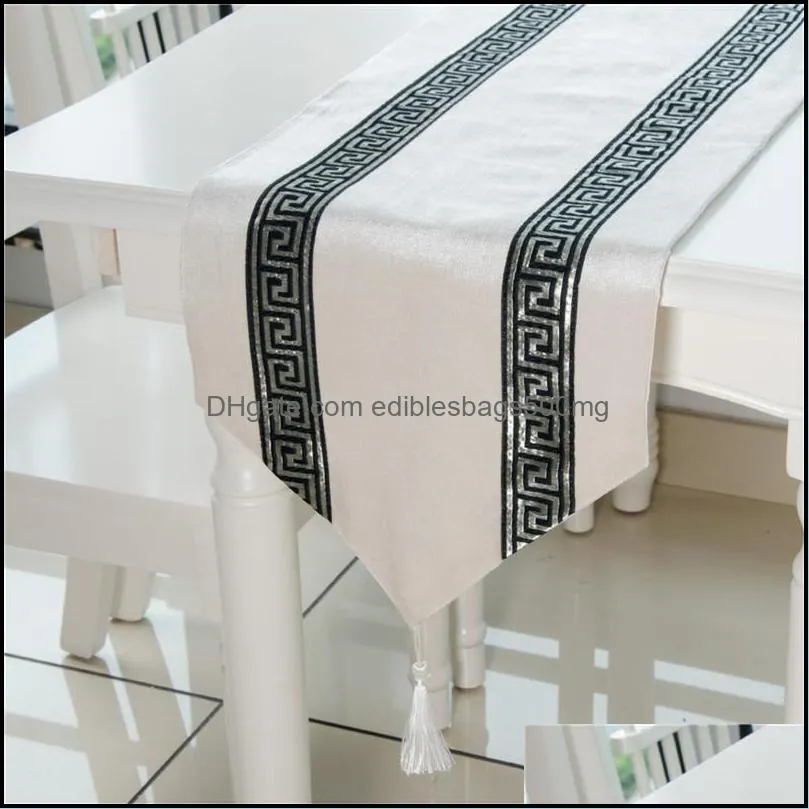 Table Runner 33 X 180cm Luxury With Tassels For Dining Wedding Party Christmas Cake Floral Soft Tablecloth Decoration1
