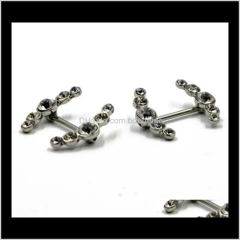 hot sale jewelry rings five ab white diamond barbell ring 1.6x16mm nipples at both ends best selling body nipple ring