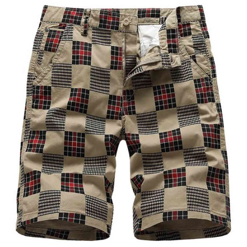 Shorts d'été men100% casual men Bermuda masculina Male Straight Plaid Zipper Pants culottes Tactica