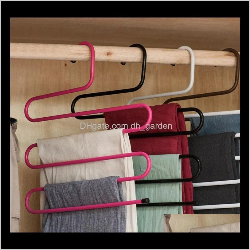 5 layers s shape hanger multi functional non slip clothe hangers scarf pant storage hangers thicken iron clothes storage rack vt0870