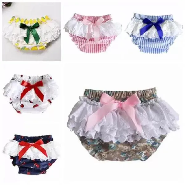 2022 nouveau bébé filles shorts dentelle à volants bloomers enfants boutique vêtements infantile fille vêtements enfant en bas âge cerise imprimé rayé floral shorts