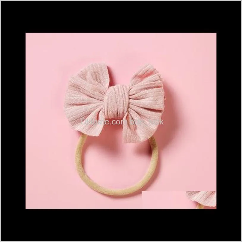 2Pcs / Sst Children`s Bow Headband Seamless Fabric Baby Fan-shaped Hair Rope Hair Accessories