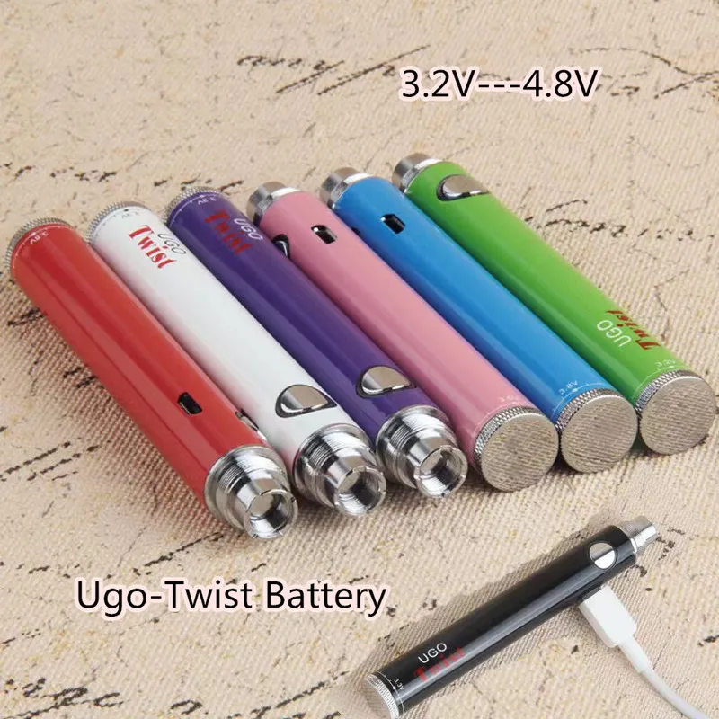 E-Rohr-Ugo-Twist-Batterie 650mAh-Twist-verstellbare Spannung 3.3 ~ 4.8V für 510 Thread-Verdampfer Elektronische Zigaretten Ego Zerstäuber-3