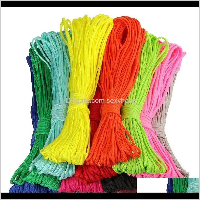 30m/roll 7-stand core paracord parachute cord colorful polyester survival bracelet rope camping climbing lanyard clothesline1