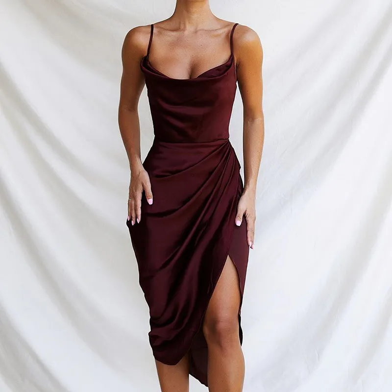 Elegant Wine Draped Paris Girl Bustier Midi Dress Satin Solid, Irregular  Cut Out Corset Skirts For Celebrity Womens Party Outfits 210524 From Mu01,  $13.71