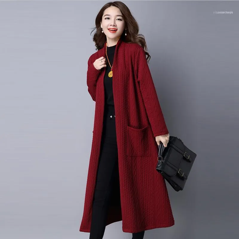 Trench femme 2021 hiver femmes grande taille à manches longues M-6XL 7XL noir rouge gris épaissir manteau grand Autunm coréen Vintage Coat1