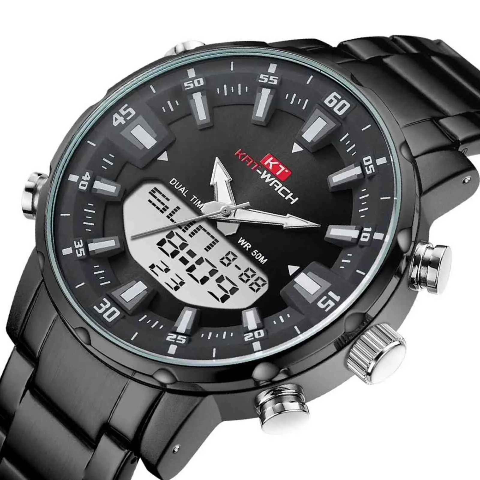 Kat-Wach Смотреть мужские спортивные цифровые часы мужчины водонепроницаемые стальные военные кварцевые часы для мужчин наручные часы Relogio Masculino 211224