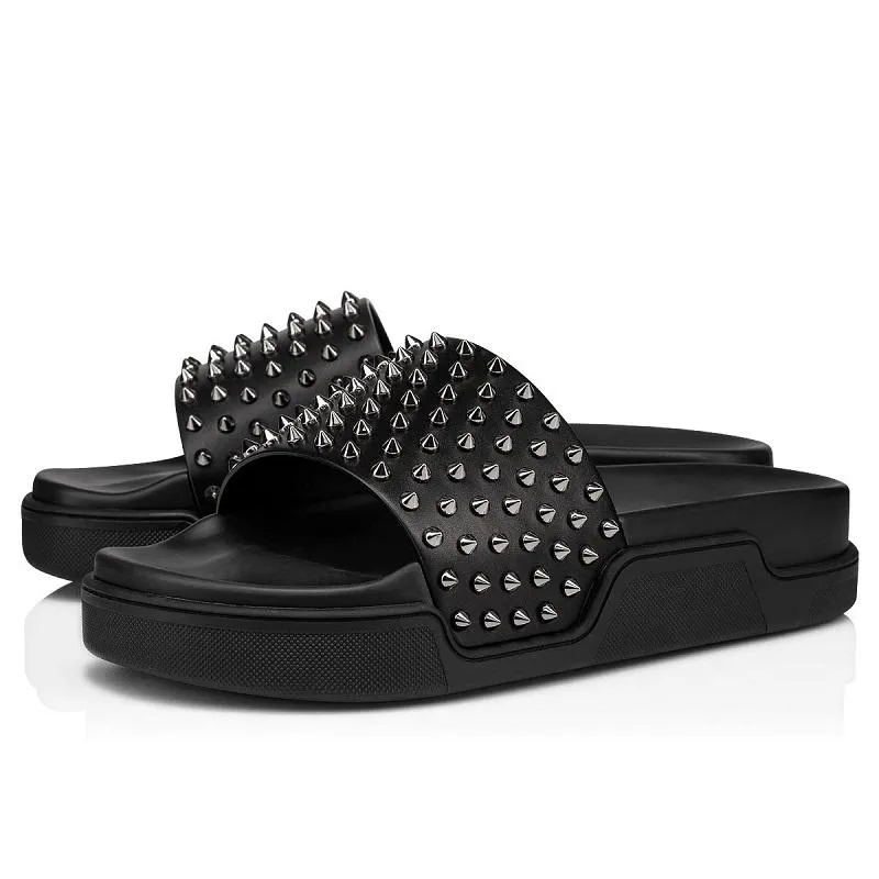 Luxury Triple Black And White Spikes Slides For Men And Women Flat Flip Flops For Beach Hotel And Platform Platform Slide Sandals From Men cc shoes 41.11 In Bulk DHgate.Com