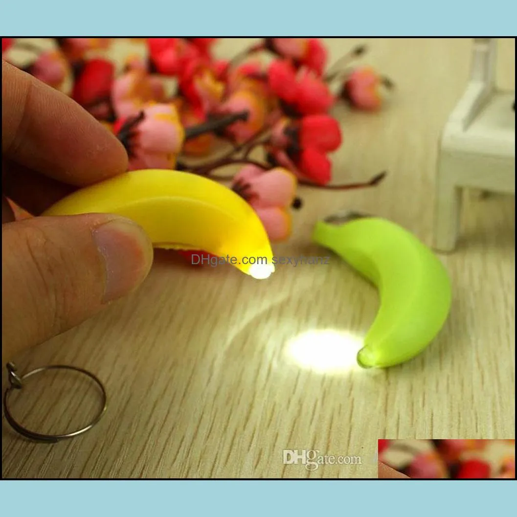 FAHMI Jewelry 2021 6*2cm Mini Led light Flashlight Banana Key Rings Creation Safe Bag Phone Car Pendant Keychain XMAS Toys Gifts