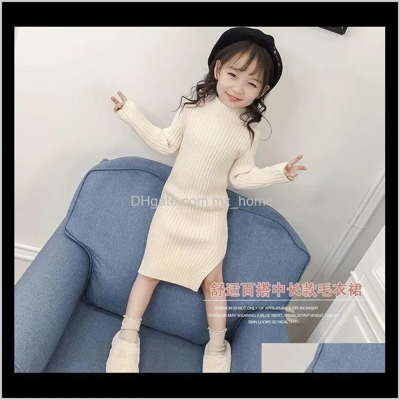 Sweaters Baby Clothing Baby Maternity Drop Delivery 2021 Childrens Teen Girls Mink Fleece Thick Midlength Girl Knit Bottoming Shirt Pullover