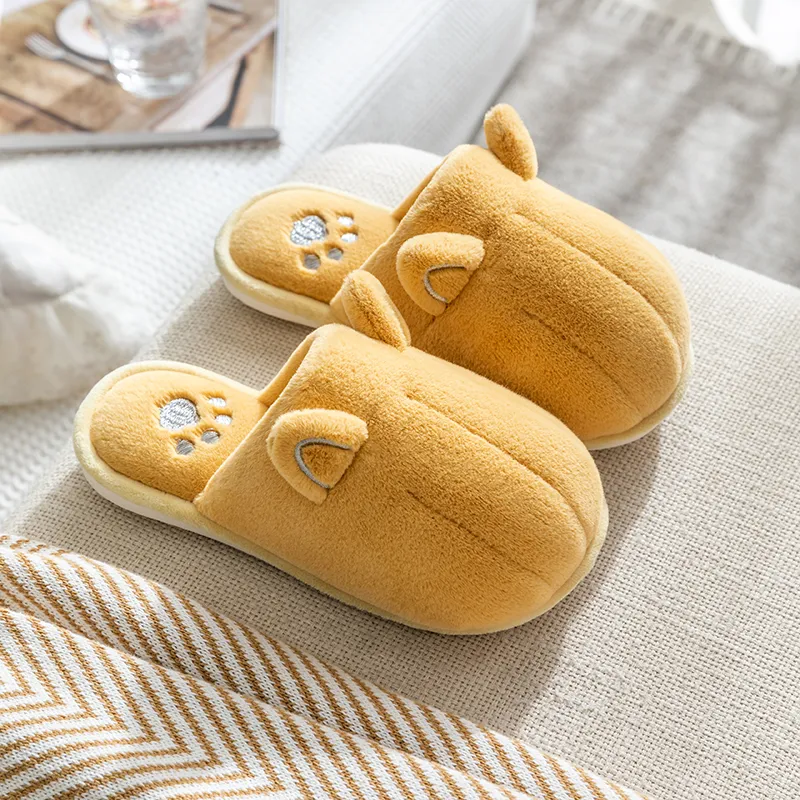 2022 Winter Cotton Slippers for Women's Home Lovely Plush Warm Cartoon Shoes Indoor Anti-Slip Wear-Resistant Soft Thick Sole