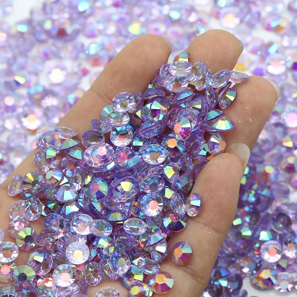 Xulin Resin Bedazzler Crystal Rhinestone Transparent Jelly Purple AB Non Fix Round for Nail Art Decoration334H